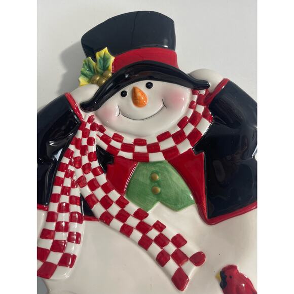 2004 Fitz and Floyd "Holly Jolly" Snowman Decorative  Plate - Picture 3 of 5